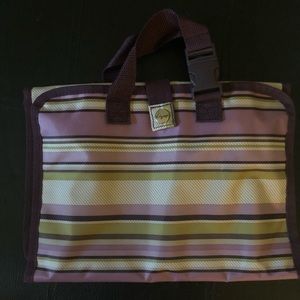 Thirty-One 31 Timeless Beauty Bag purple stripes.